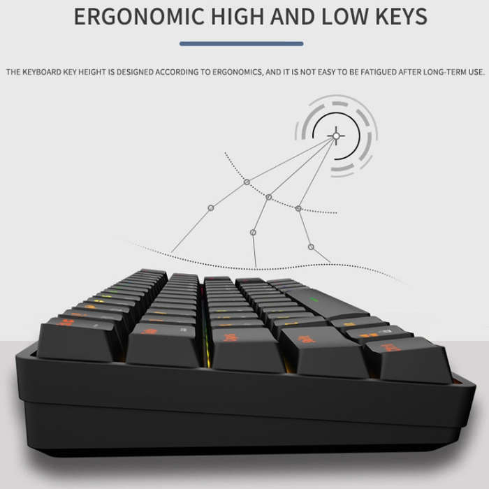 LEAVEN K28 61 Keys Gaming Office Computer RGB Wireless Bluetooth + Wired Dual Mode Mechanical Key...