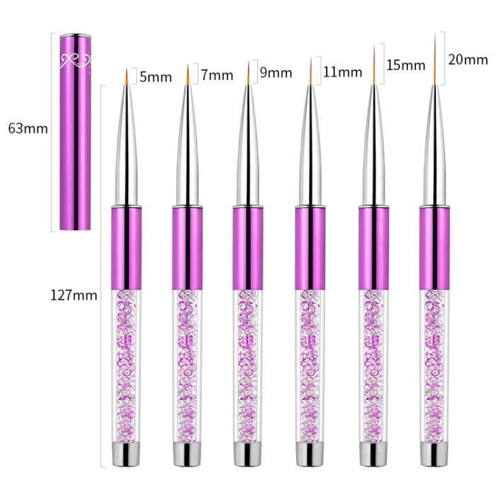 Nail Art Drawing Pen Purple Drill Rod Color Painting Flower Stripe Nail Brush With Pen Cover, Spe...