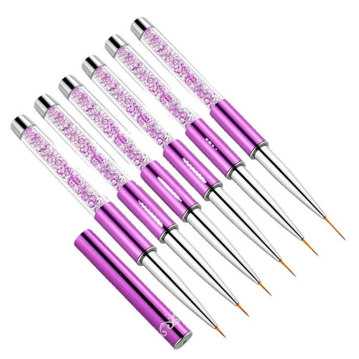 Nail Art Drawing Pen Purple Drill Rod Color Painting Flower Stripe Nail Brush With Pen Cover, Spe...