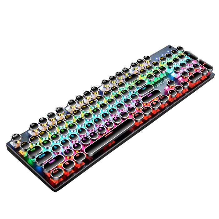 104 Keys Green Shaft RGB Luminous Keyboard Computer Game USB Wired Metal Mechanical Keyboard, Cab...
