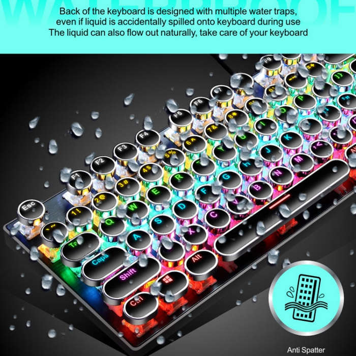 104 Keys Green Shaft RGB Luminous Keyboard Computer Game USB Wired Metal Mechanical Keyboard, Cab...