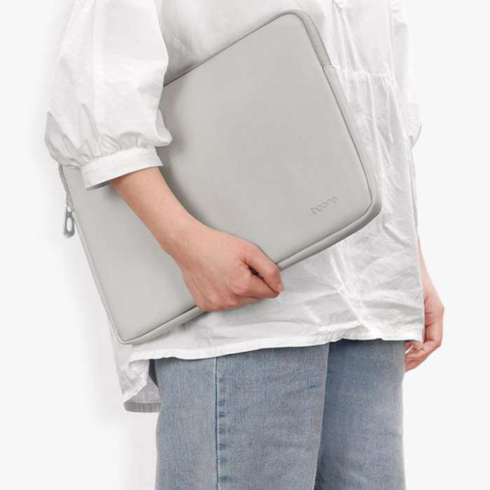 Baona BN-Q004 PU Leather Laptop Bag, Colour: Double-layer Gray, Size: 11/12 inch