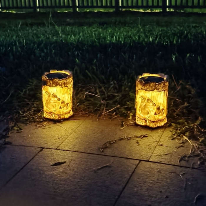 Solar Squirrel Tree Stump Christmas Decoration Light Garden Holiday Atmosphere Outdoor Landscape ...