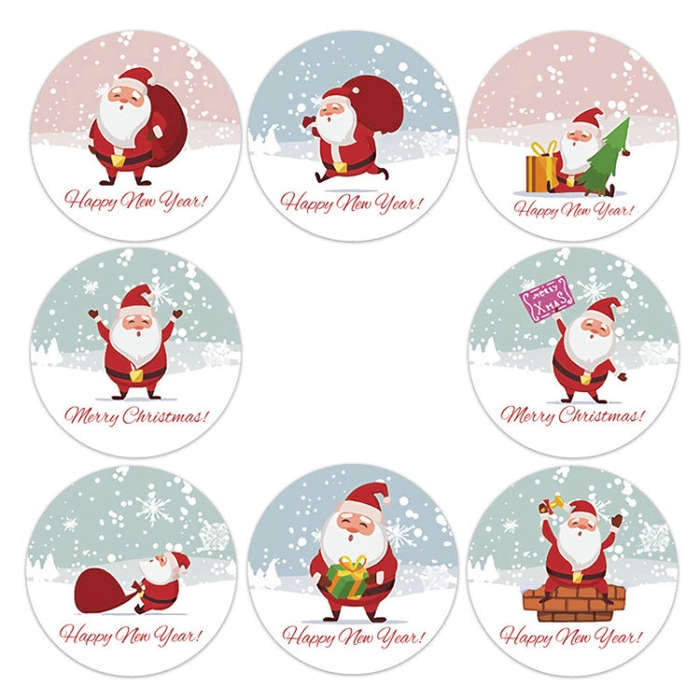 Christmas Santa Sticker Self-Adhesive Gift Tag, Size: 1.5 Inch/3.8cm( LG-210922-38-005)