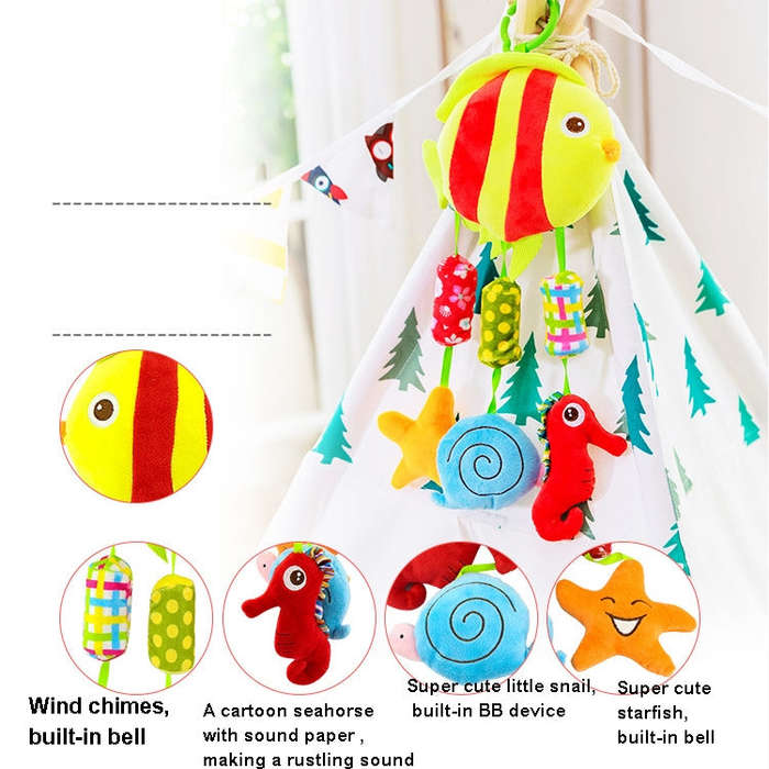 Cute Animal Wind Chimes Baby Toy 0-1 Year Old Bed Hanging Grip Baby Bed Bell(Goldfish)