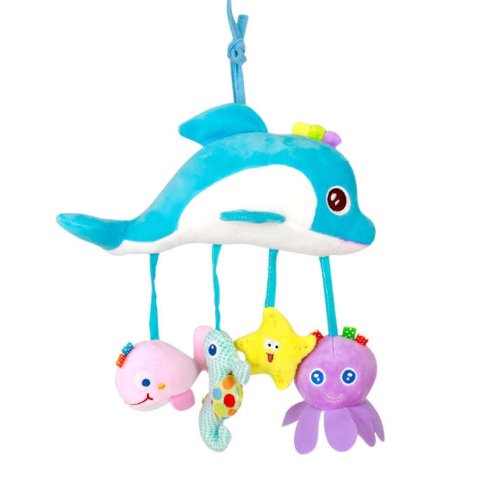 Baby Toys 0-1 Year Old Animal Bed Bells Soothing Plush Toys Baby Rattles Baby Carriage Hanging(B ...