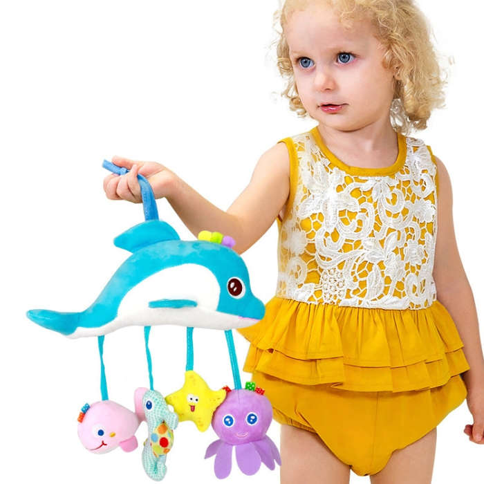 Baby Toys 0-1 Year Old Animal Bed Bells Soothing Plush Toys Baby Rattles Baby Carriage Hanging(A ...