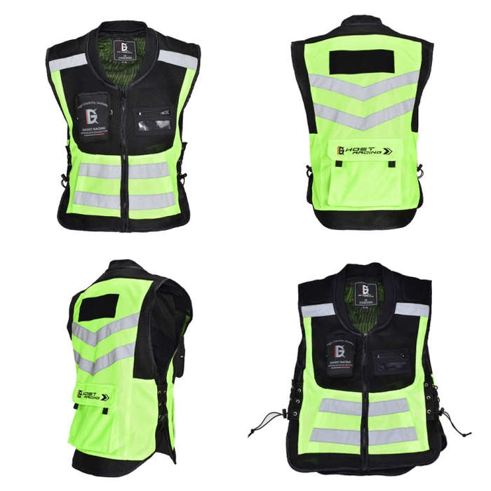 GHOST RACING GR-Y06 Motorcycle Riding Vest Safety Reflective Vest, Size: XXL(Fluorescent Green)