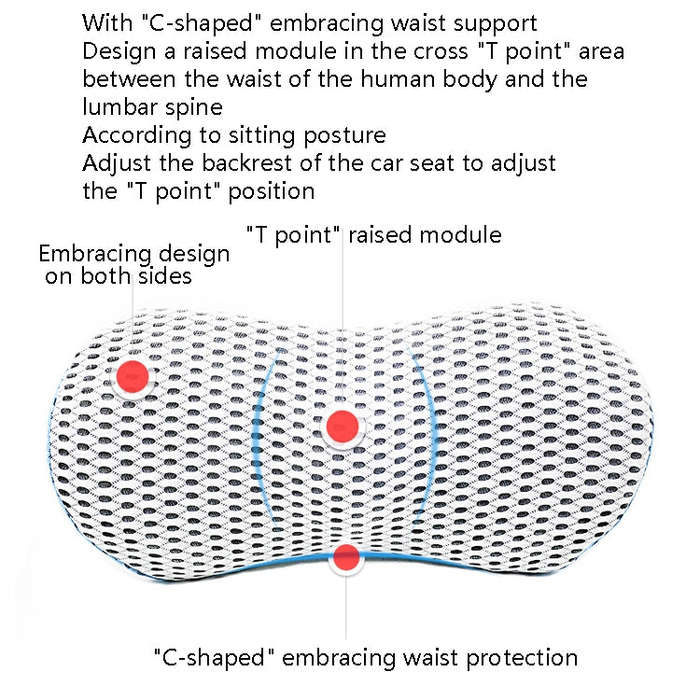 Car Supplies Lumbar Support Memory Foam Car Backrest Lumbar Cushion Seat Cushion Lumbar Pillow, C...