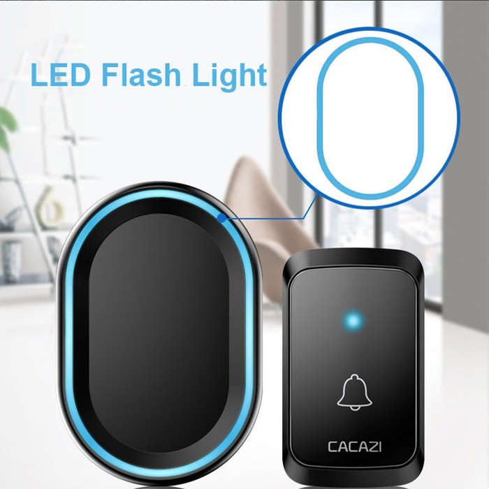 CACAZI A80 1 For 1 Wireless Music Doorbell without Battery, Plug:UK Plug(White)