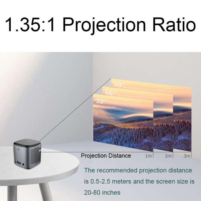 D048B 2.4G/5G WiFi Mini Smart Touch Bluetooth Projector Portable HD Phone Projector(US Plug)