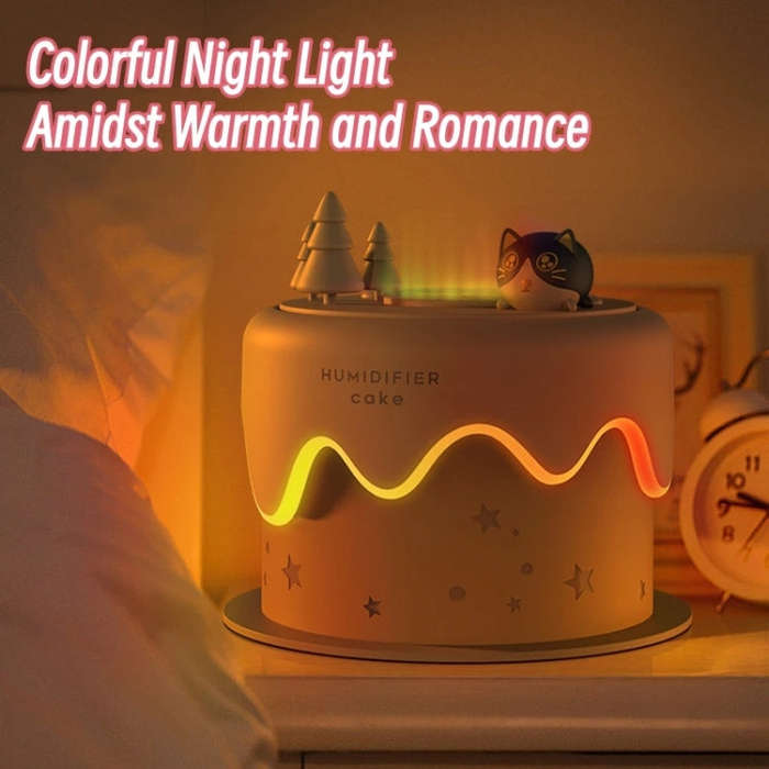 M328 Battery Type Mini Desktop Night Light Cartoon Cake Silent Spray Humidifier(Green)