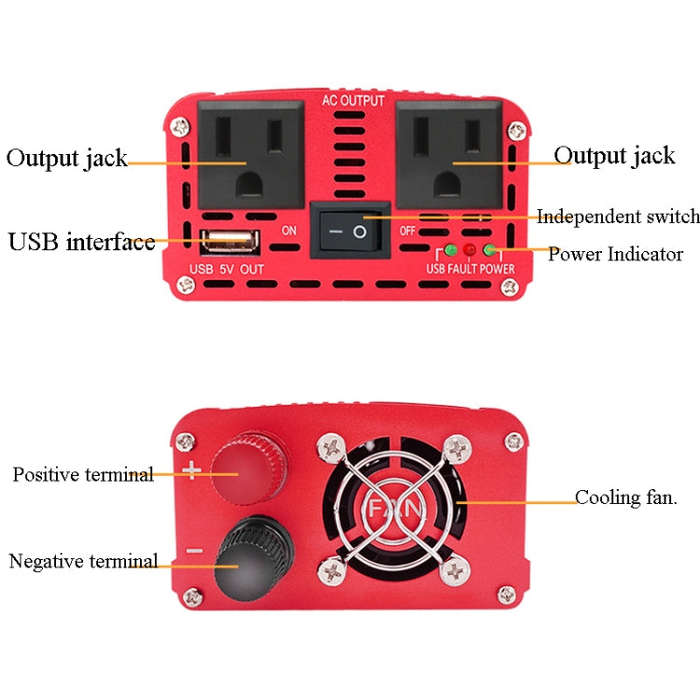 LVYUAN Car Inverter Dual USB Power Converter, Specification: 12V to 220V 1500W AU Plug