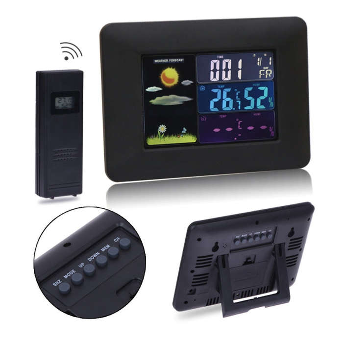 Multifunctional Indoor And Outdoor Temperature And Humidity Meter Colorful Screen Weather Clock(T...