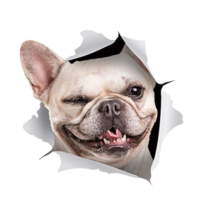 Personality Puppy 3D Car Stickers Waterproof Car Body Block Scratches Simulation Stickers(White Dog)
