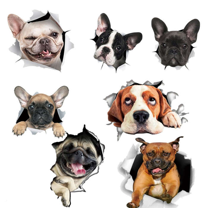 Personality Puppy 3D Car Stickers Waterproof Car Body Block Scratches Simulation Stickers(White Dog)