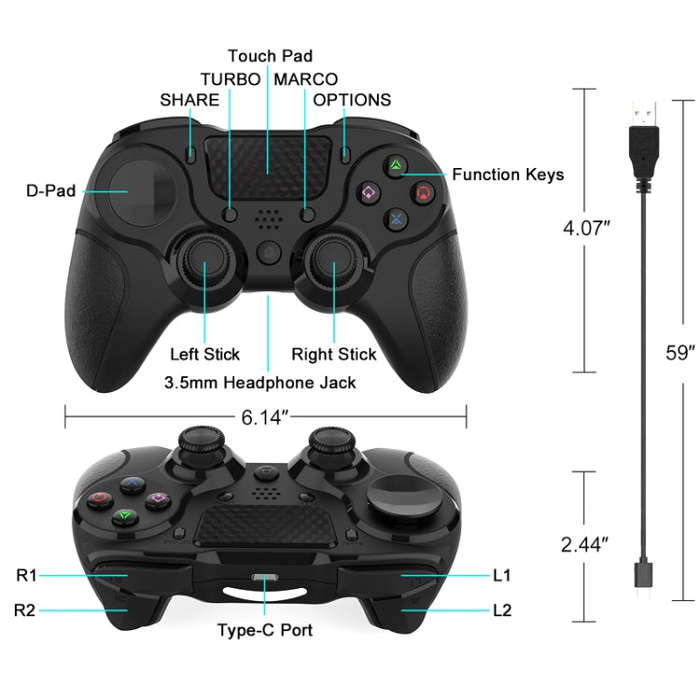 MB-P913 PC Six-Axis Somatosensory Back Key Programming Dual Vibration Bluetooth Gamepad For PS4 P...