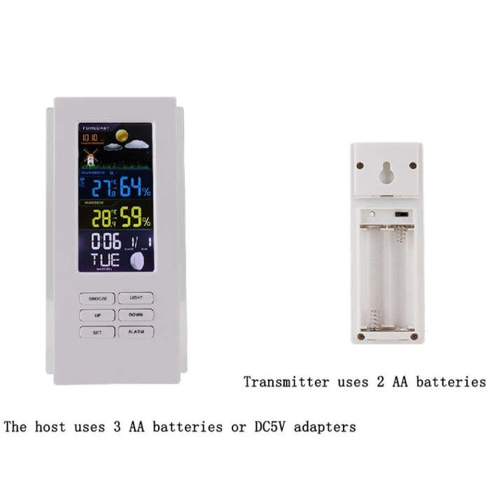 Wireless Colorful Screen Indoor And Outdoor Temperature Humidity Meter Barometer Smart Digital El...