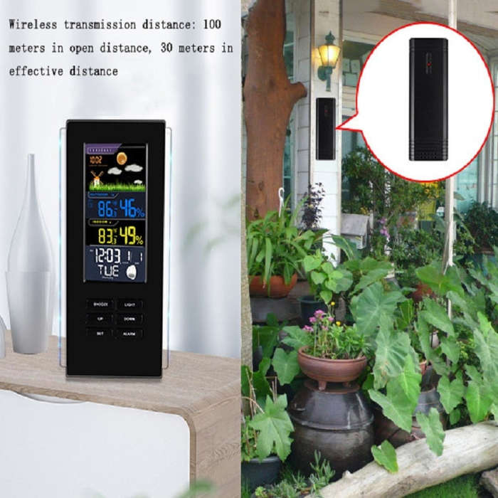 Wireless Colorful Screen Indoor And Outdoor Temperature Humidity Meter Barometer Smart Digital El...