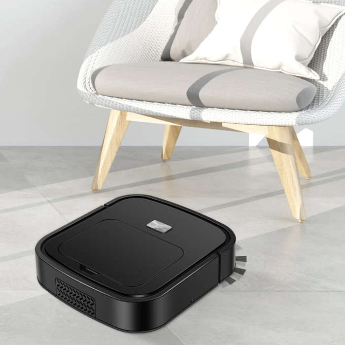 3 in 1 Smart USB Charging Sweeping Machine, Specification: Spray Type (Cool Black)