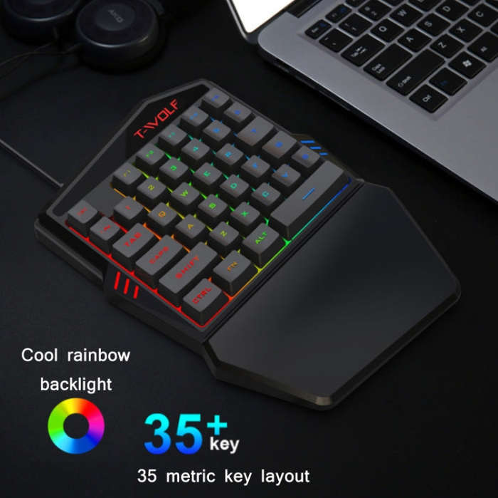 T-WOLF Mobile Gaming One-Handed KeyboardSpecification TF-900 Set