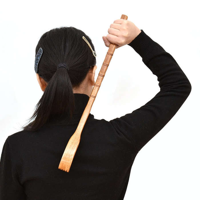 BQR01 Back Scratcher Long Handle Wooden Massage Scratcher, Style: Round Red