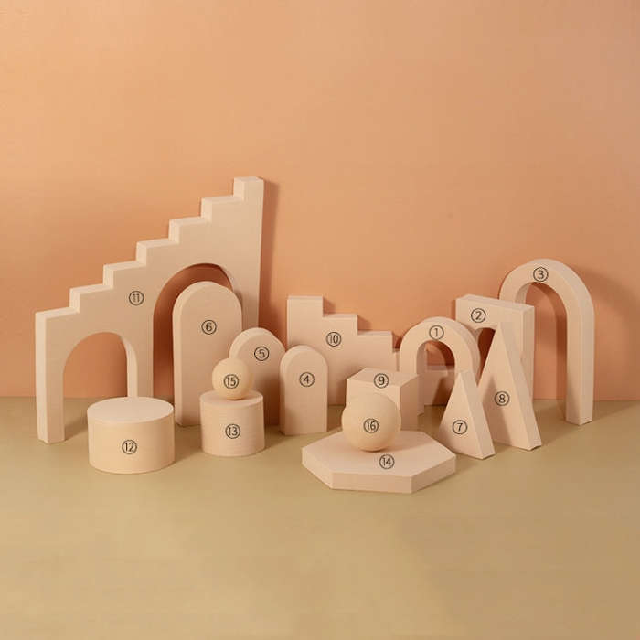 16 In 1 Photography Geometry Foam Cube Photo Studio Props(Complexion)