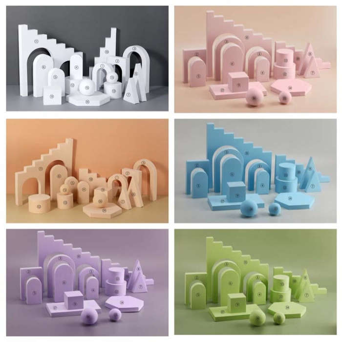 16 In 1 Photography Geometry Foam Cube Photo Studio Props(Complexion)
