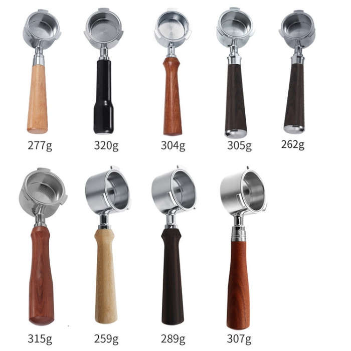 Zinc Alloy Coffee Machine Bottomless Handle For DeLonghi, Style: Beech Flat Button