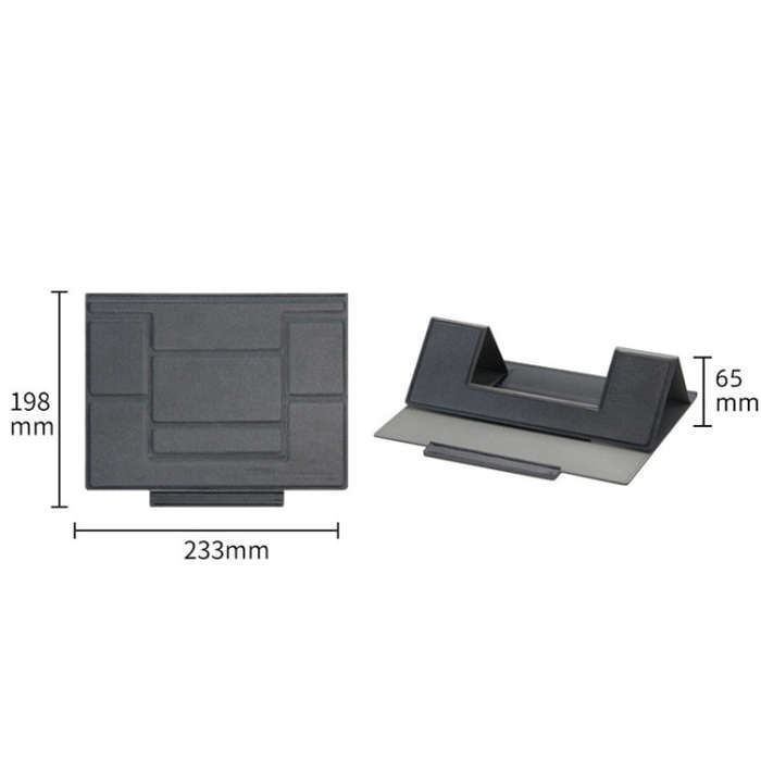 Laptop Leather Folding Stand Tablet Phone Holder(Black)