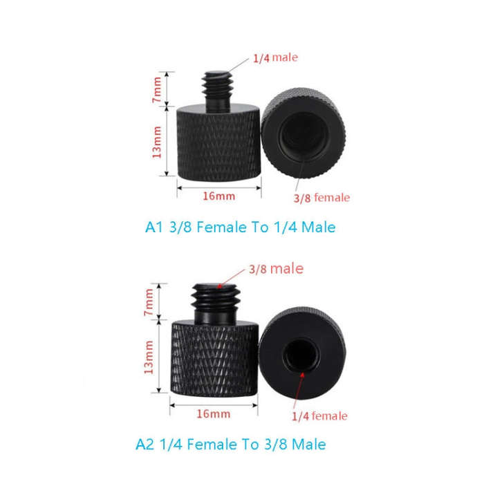 10 PCS Screw Adapter 1/4 Female to 3/8 Male Screw (Red)