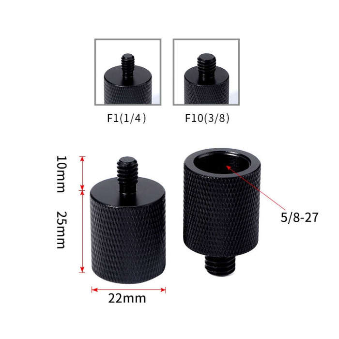 2 PCS Microphone Adapter Screw F10 5/8-27  Female to 3/8 Male Screw