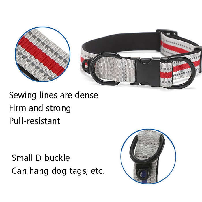 Dog Reflective Nylon Collar, Specification: M(Black buckle green)