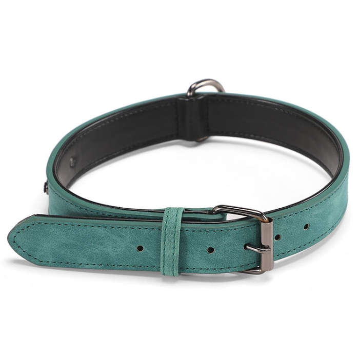 JINMAOHOU Dogs Double-Layer Leather Collar, Specification: XS 34x1.7cm(Green)