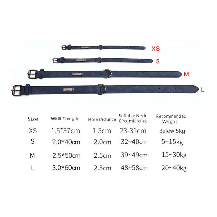 JINMAOHOU Dogs Double-Layer Leather Collar, Specification: XS 34x1.7cm(Blue)