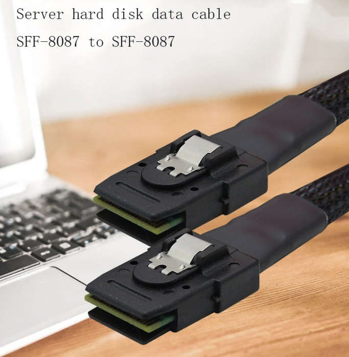 SAS36P SFF-8087 to SAS36P Cable Motherboard Server Hard Disk Data Cable, Color: Black 0.7m