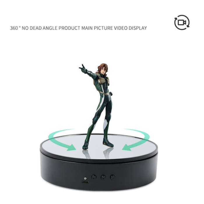 15cm Adjustable Speed Rotating Display Stand Props Turntable(Black Velvet)