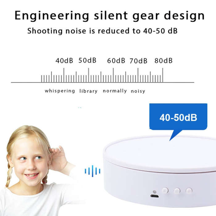 15cm Adjustable Speed Rotating Display Stand Props Turntable(White Velvet)