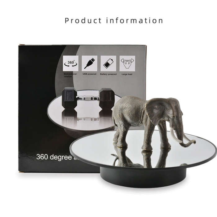25cm USB Power Rotating Display Stand Video Shooting Props Turntable(Black+Black Velvet)