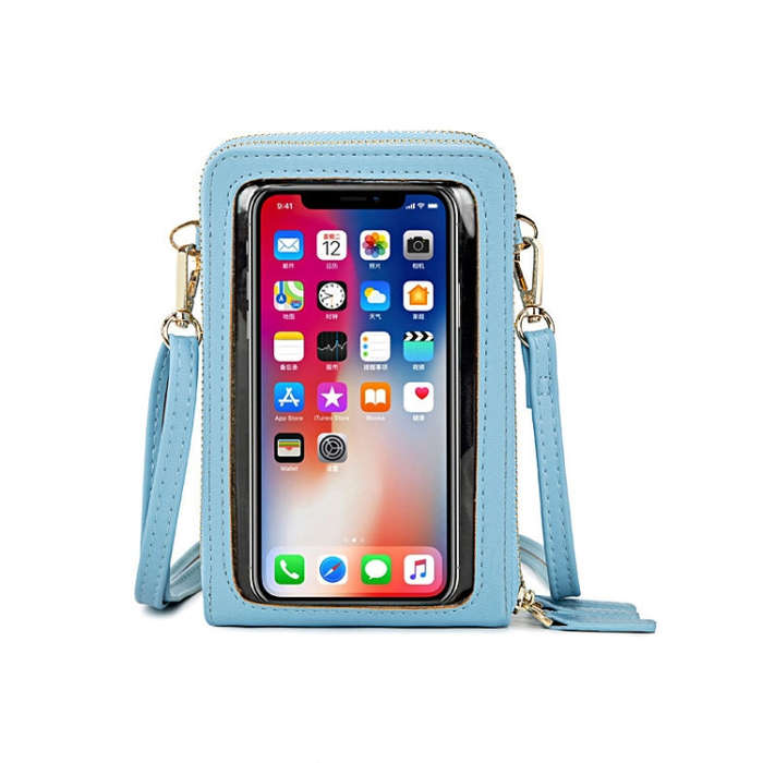SJ617 Multifunctional Touch Screen Phone Bag Single-shoulder Bag(Light Blue)