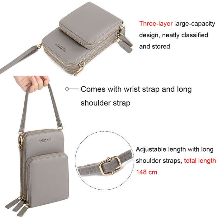 SJ617 Multifunctional Touch Screen Phone Bag Single-shoulder Bag(Gray)
