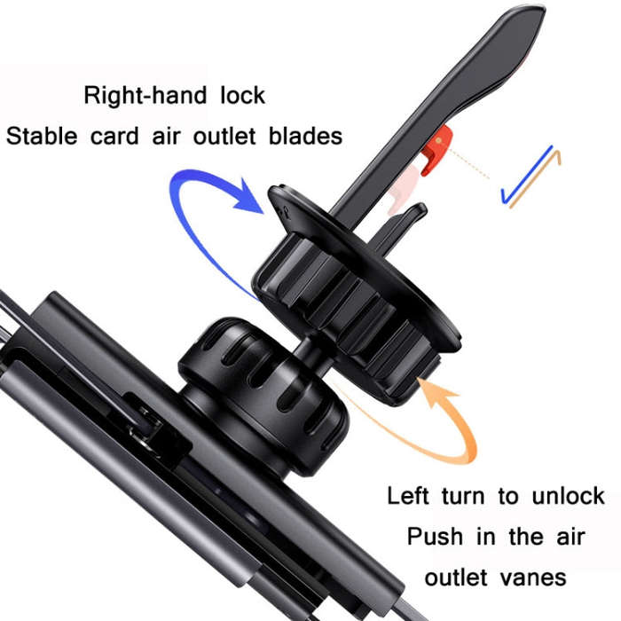 ZJ058 Car Fully Automatic Hidden Double-arm Air Outlet Gravity Bracket(Black)