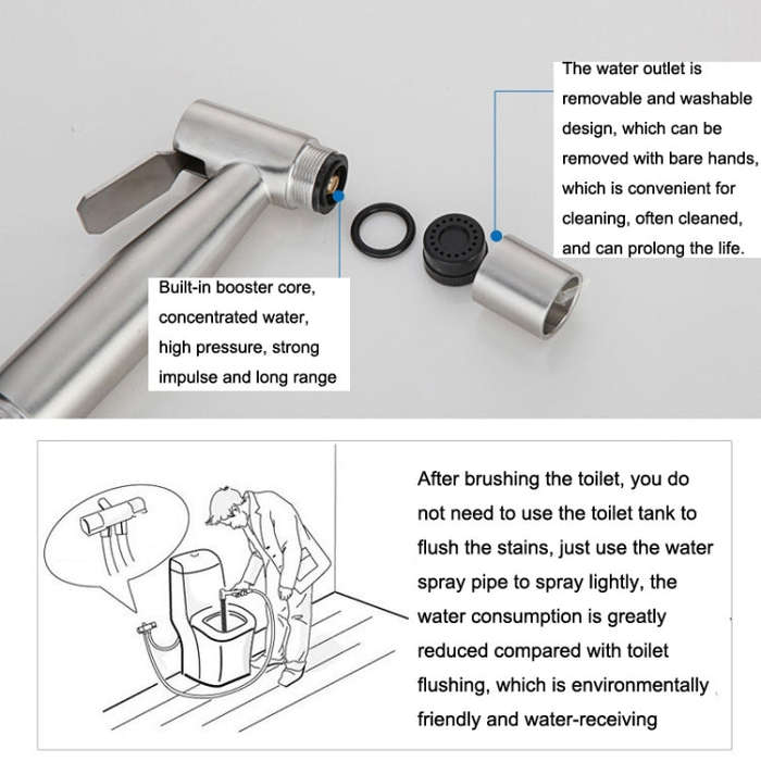 304 Stainless Steel Washer Nozzle Female Washer Set, Style: Female Washer + Hose