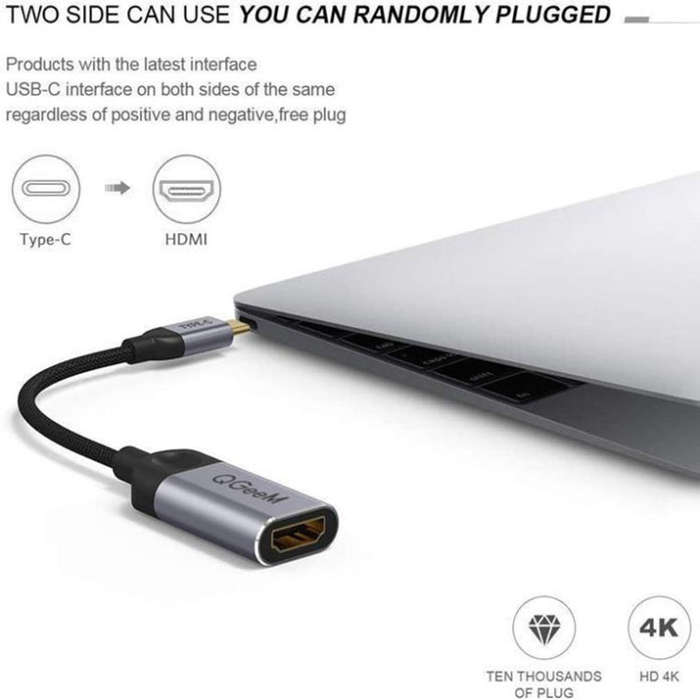 QGeem QG-UA01 USB Type-C To HDMI Adapter(Grey)