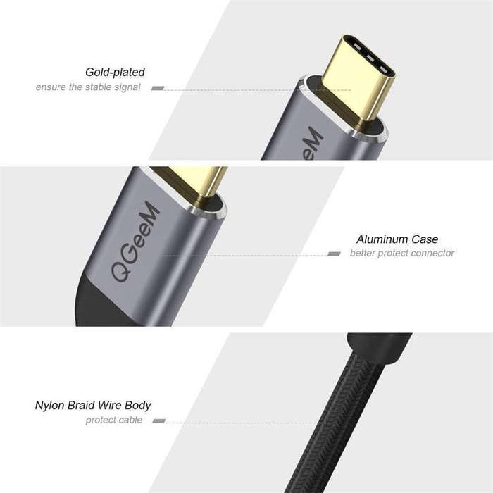 QGeem QG-UA01 USB Type-C To HDMI Adapter(Grey)