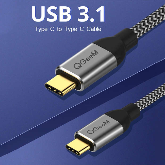 QGeeM QG-CC03 Type-C to Type-C USB3.1 Data Cable, Length: 1.8m(Black)