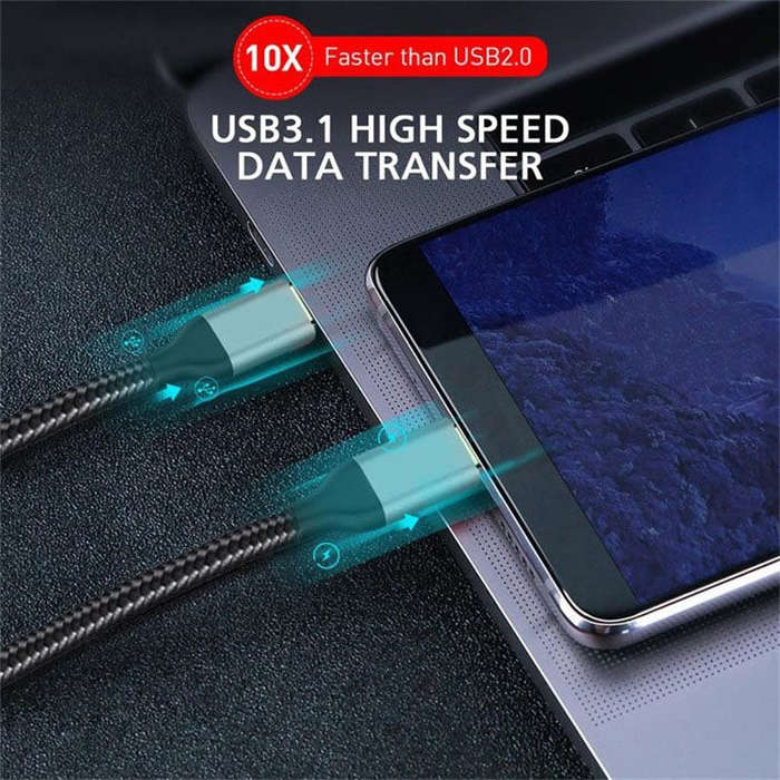 QGeeM QG-CC03 Type-C to Type-C USB3.1 Data Cable, Length: 1.8m(Black)