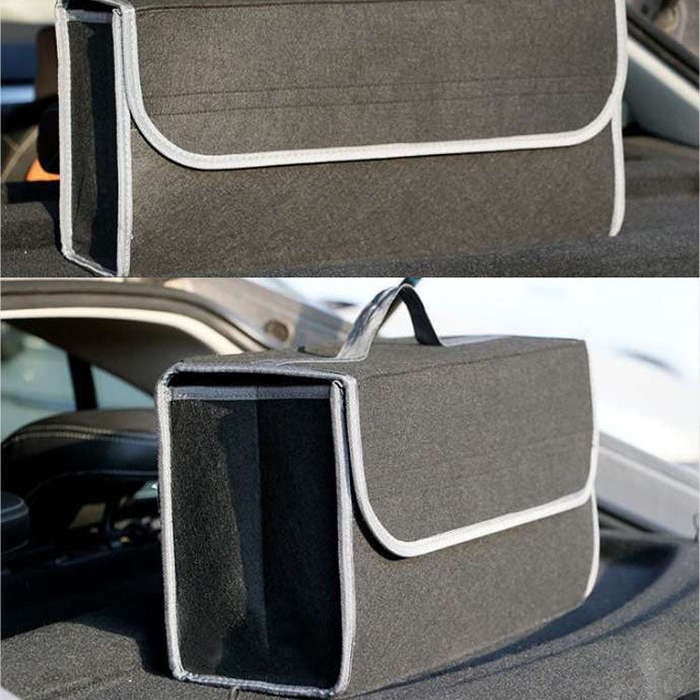 Car Trunk Felt Folding Storage Box Car Finishing Box(Red Large)