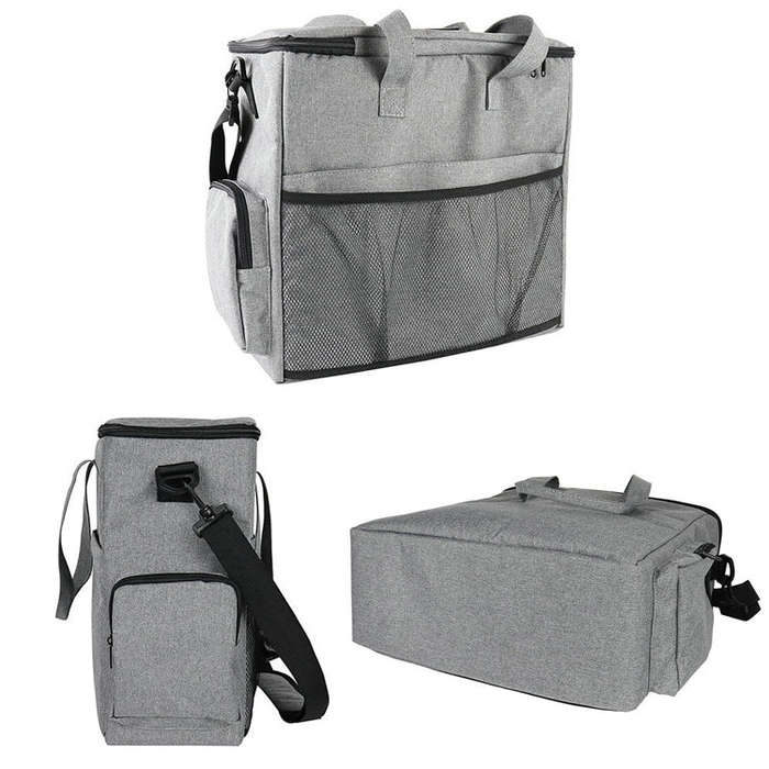 Travel Portable Carry Out Pet Supplies Storage Single-shoulder Bag Without Dog Bowl(Gray)