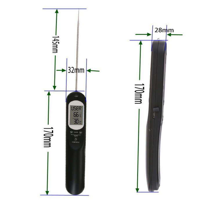 TP2201 Multifunctional Electronic Food Thermometer(Black)